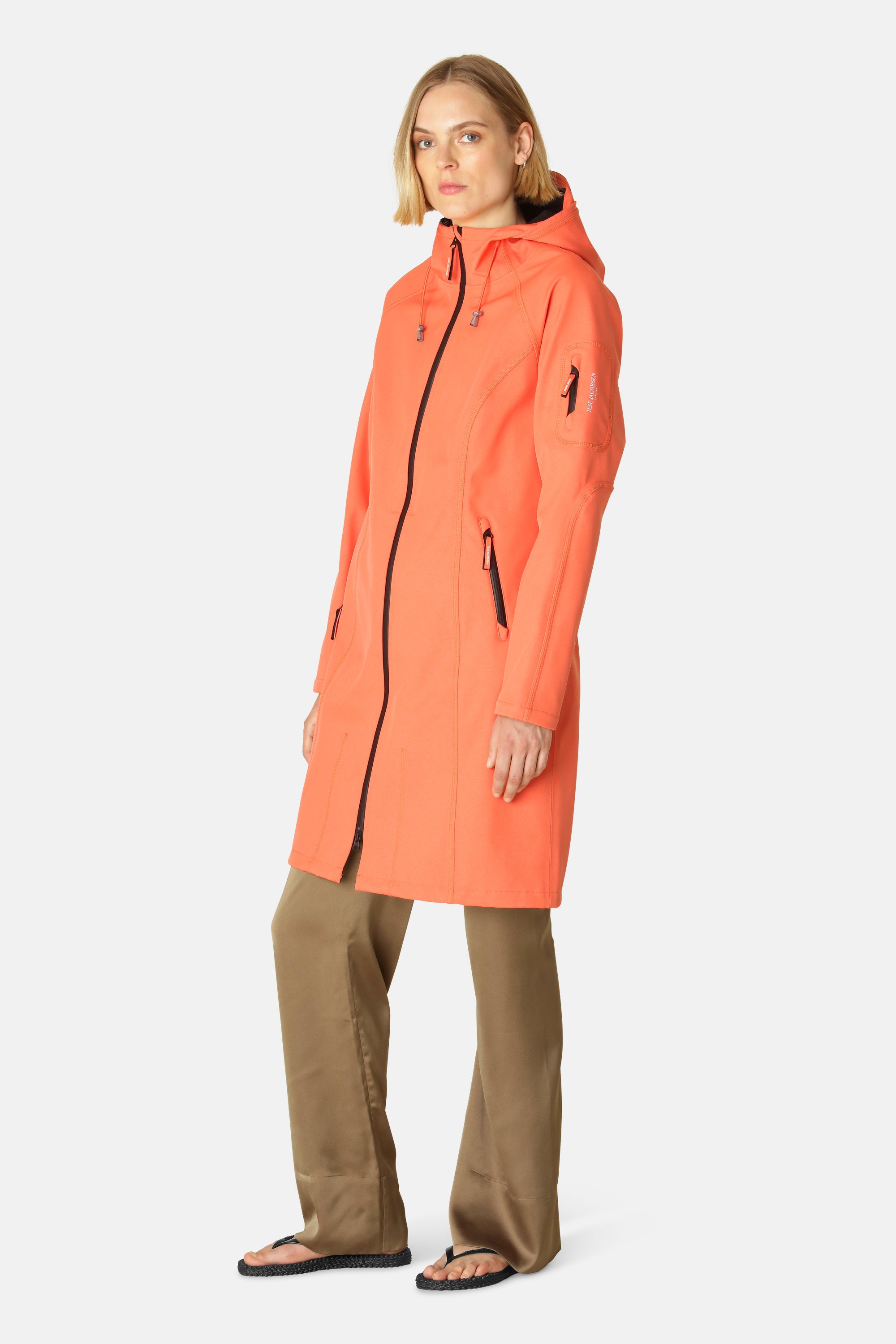 Long Softshell Raincoat - Hot Orange